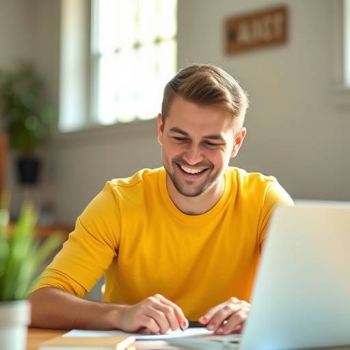 A person feeling happy and focused while working or studying