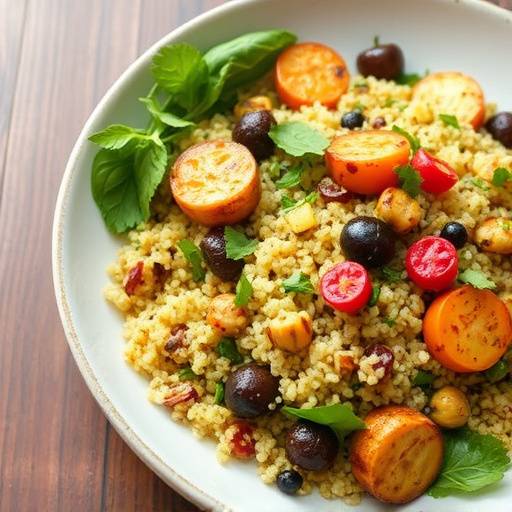 Quinoa salad with roasted vegetables and lemon vinaigrette